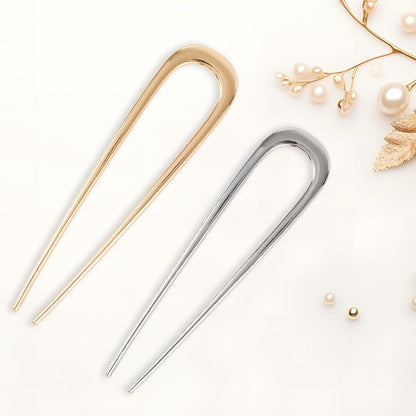 2PCS  U-Shaped Large 5.5 Inch Metal Hair Pins for Women and Girls, Vintage Gold and Silver Hair Pins for Buns, Long and Thick Hair