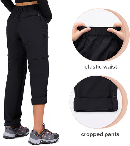Women'S-Hiking-Pants-Convertible Quick-Dry-Stretch-Lightweight Zip-Off Outdoor Pants with 5 Deep Pockets