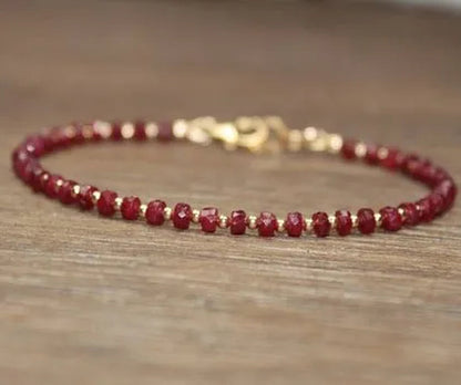 Ruby Bracelet Gold Filled Rose Gold or Sterling Silver Beads Bracelet