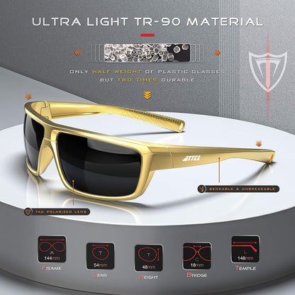Polarized Wrap Sunglasses for Men - Fishing Sports Glasses UV Protection