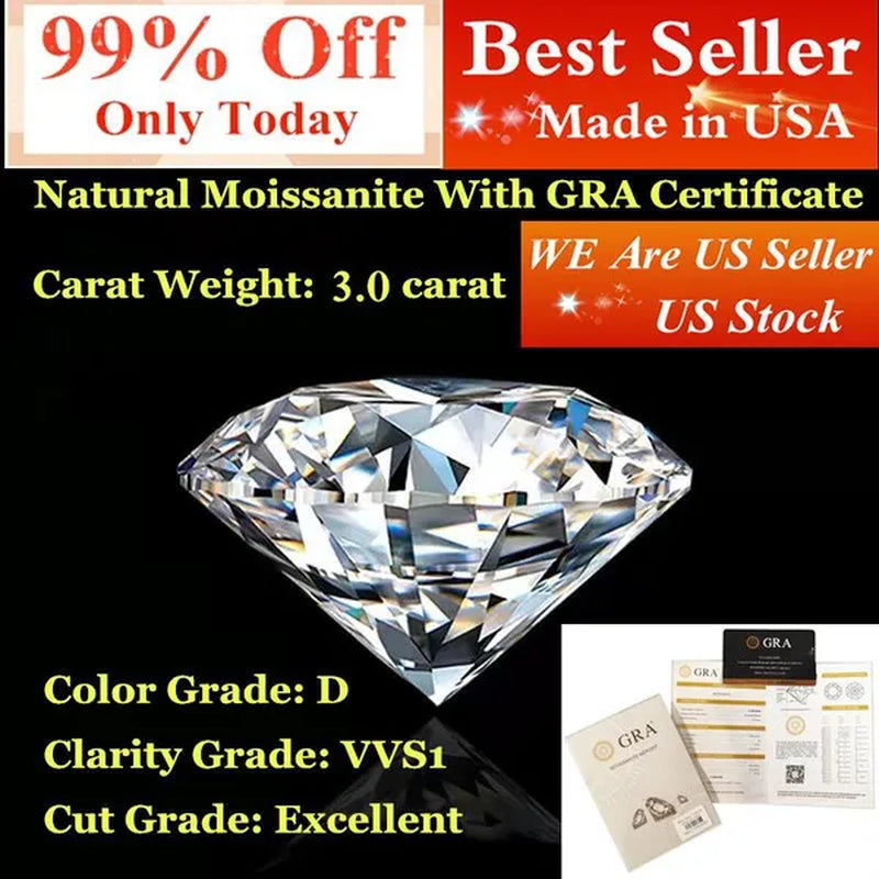 Natural Diamonds D Color Round Shape VVS1 Excellent Clarity Natual Diamonds With GRA Certificate Report and Card 1.0 Carat/ 2.0 Carat /3.0 Carat/ 4.0 Carat /5.0 Carat/ Retail Price $9999
