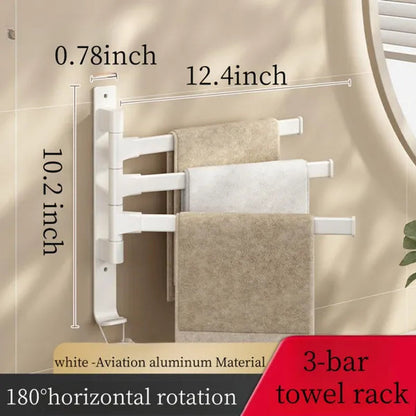 2024 New Wall Mounted 180° Swivel Multi-bar towel rack Towel Hanging Holder for Bathroom with Hook