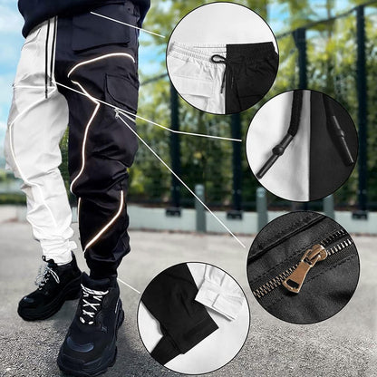 Mens Cargo Pants Hip Hop Techwear Harem Pant Jogger Sweatpants with Pockets Jogging Punk Khaki XL