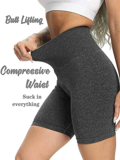 Women'S 3 Piece High Waist Workout Shorts Butt Lifting Tummy Control Ruched Booty Smile Yoga Short Pants