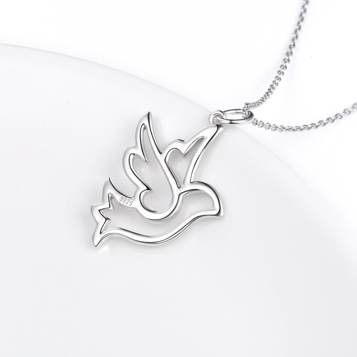 S925 Sterling Silver Jewelry Animal in Heart Pendant Necklace 18 Inches