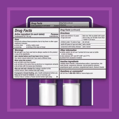 Allegra 24-Hour Indoor/Outdoor Allergy Relief Tablets, 180 Mg 110 Ct.