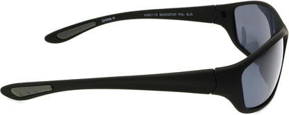 , Mens, Backstop Wrap Polarized Sunglasses, Black/Black, 150 Mm