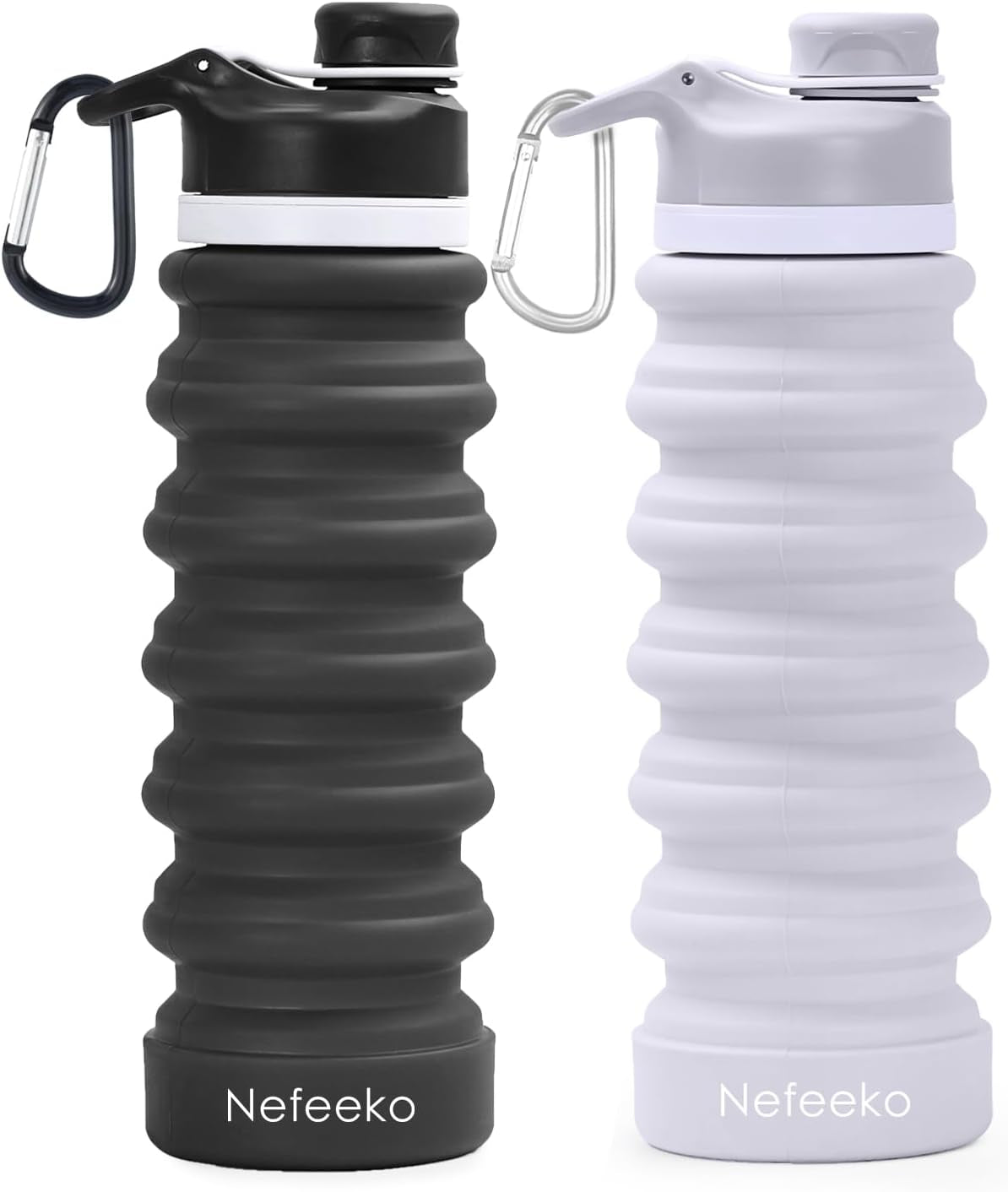 Collapsible Water Bottle, 26Oz Silicone Foldable Water Bottles Leakproof BPA Free Travel Water Bottles with Carabiner, Portable Sport Water Bottles for Camping,Hiking Outdoor Indoor Sport