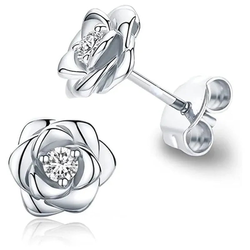 Exquisite Cute Rose Flower Stud Earrings for Women Daily Casual Party Jewelry Gift