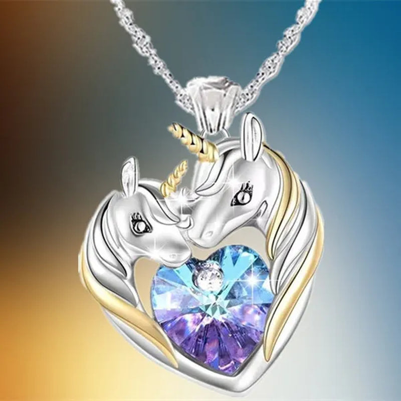 Exquisite Fashion Silvery Women's Fashion Unicorn  Pendant Heart Necklace Elegant Women Lovely Exquisite Banquet Festival Valentine's Day Christmas Eternal Jewelry Anniversary Gift