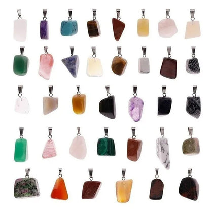 3/6/12/30 PCS Irregular Shape Chakra Stone Pendant Natural Crystal Quartz Stone Pendant Healing Crystal Gem Pendant for Women Girls