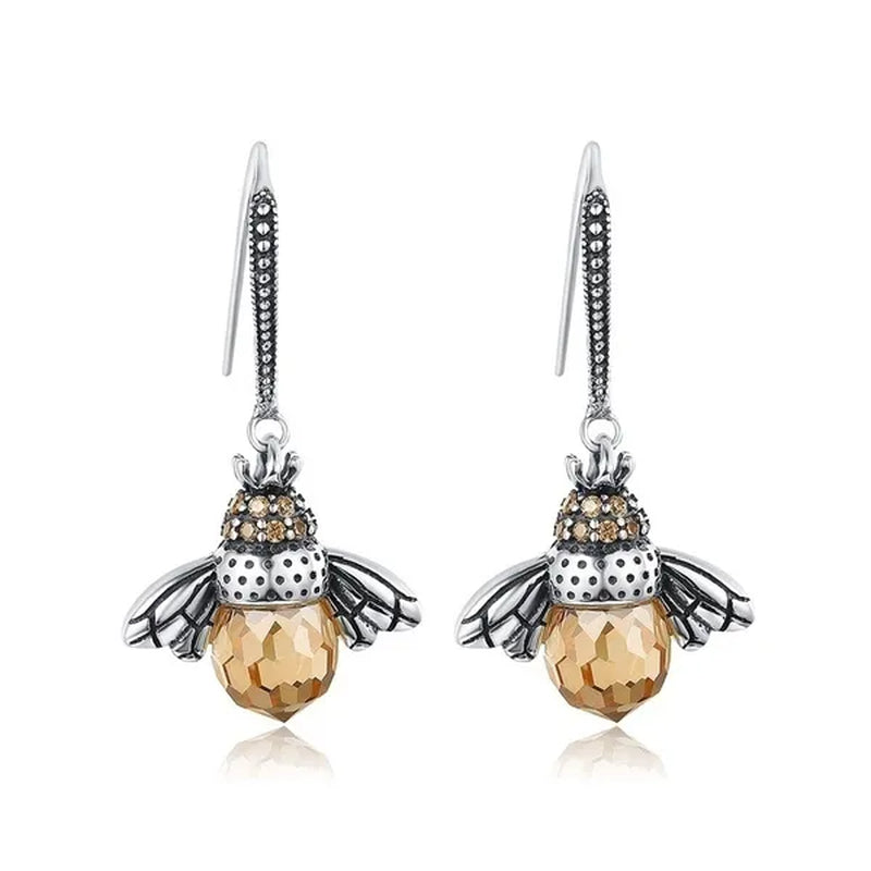 Popular Elegant Bee Design Gemstone Topaz Pendant Necklace/Earring/Ring/Bracelet 925 Silver Jewelry Set Mother's Day Gifts