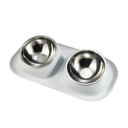 Double Dog Bowls Pet Cat Feeding Stainless Steel Water Food Bowls Feeder Tilted Elevated Cat Bowl Dispenser Pet Accessories