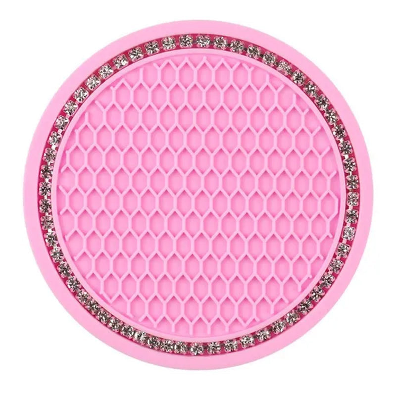 1Pc/2Pcs Car Cup Coaster, Crystal Rhinestone Car Interior Accessories, Easy To Clean, Non-Slip, Heat Resistant, Universal 7cm Anti-Slip Silicone Cup Holder Coasters For Car, Cute Vehicle Interior Decor