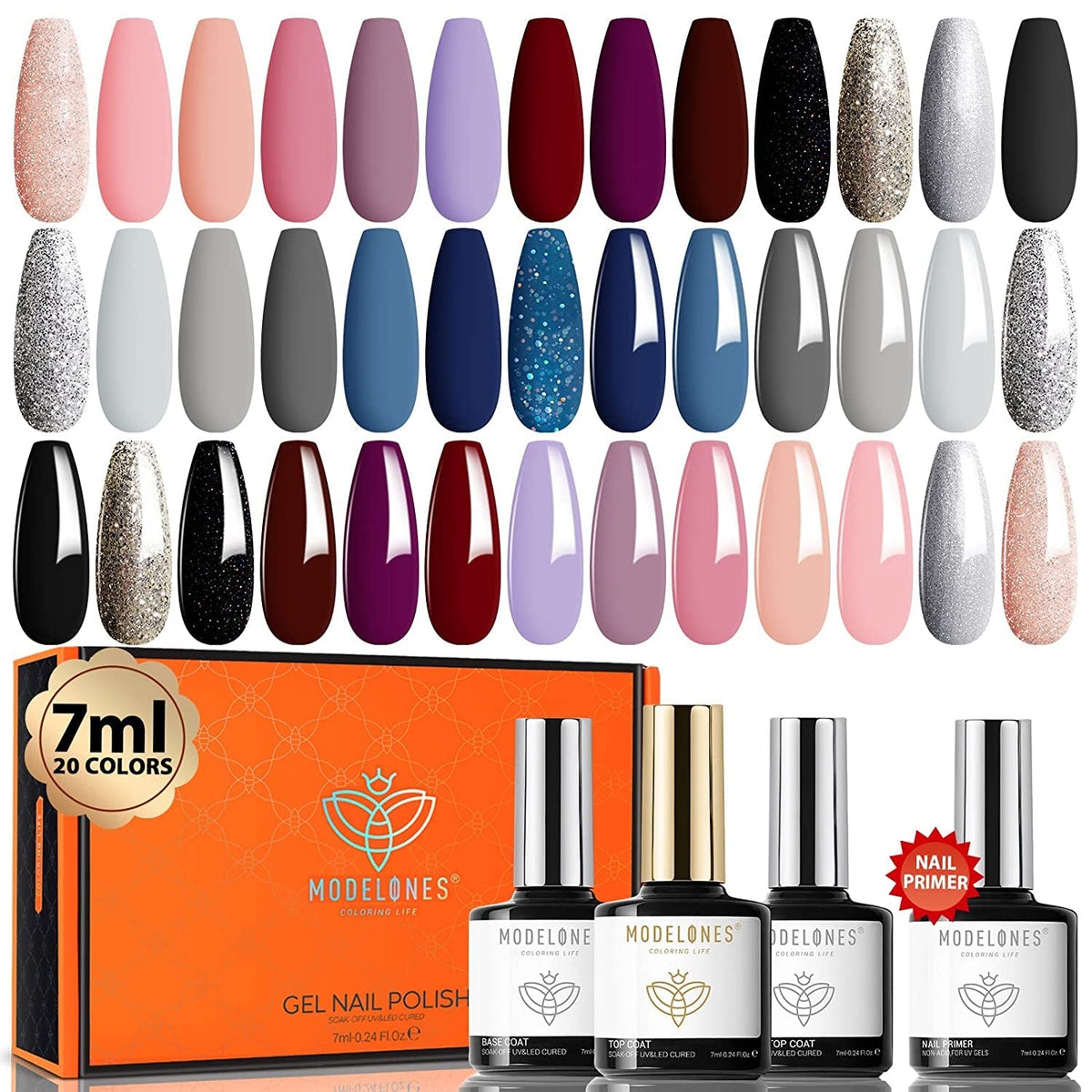 32Pcs Gel Nail Polish Set, 28 Colors 7ML Gel Polish Set with Glitter & Glossy & Matte Gel Top + Base Coat Pastel Macaron Colors, 2024 Spring Gel Polish Kit Trendy Nail Art for Women Girls