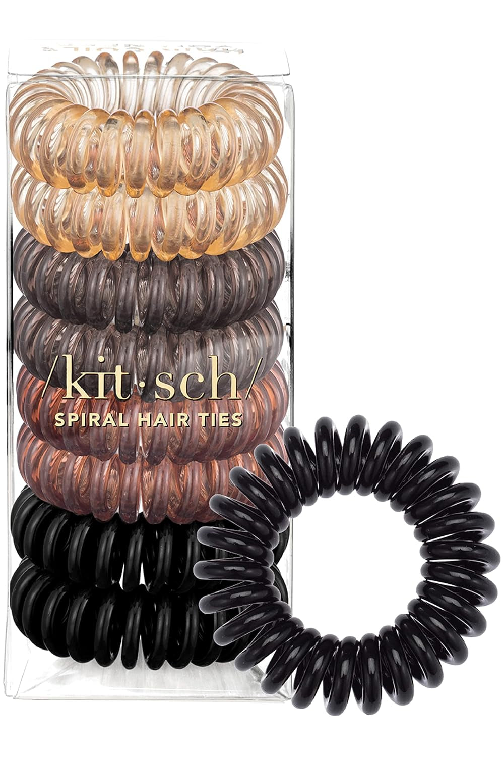 Spiral Hair Ties for Women, Coil Hair Ties for Thick Hair, No Crease Hair Tie, Spiral Hair Ties No Damage, Hair Coils & Phone Cord Hair Ties for Thin Hair, Hair Ties Spiral, 8Pcs (Brunette)