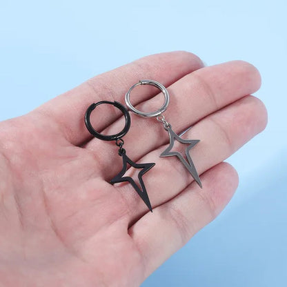 1 Pair Stainless Steel Huggie Hinged Hoop Earrings Hoop Dangle Earrings for Women Men Silver Black