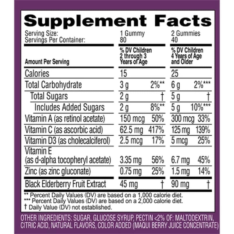 Zarbee'S Naturals Children'S Elderberry Immune Support Gummies, 80 Ct.