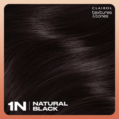 Textures & Tones Permanent Hair Dye, 1N Natural Black Hair Color, Pack of 1