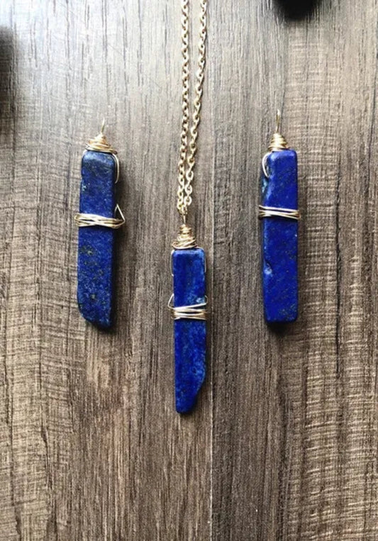 1pcs Lapis Lazuli necklace blue stone necklace boho necklace chakra jewelry gold necklace lapis lazuli crystal shop simple gemstone jewelry