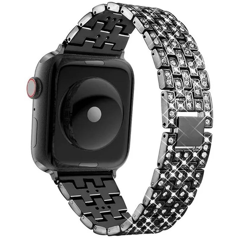 Compatible with Apple Watch Bands 44mm 42mm 40mm 38mm for iWatch Strap Series 6/SE/5/4/3/2/1 Replacement Metal Wristband Bling Diamond Band