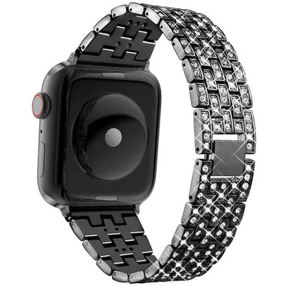Compatible with Apple Watch Bands 44mm 42mm 40mm 38mm for iWatch Strap Series 6/SE/5/4/3/2/1 Replacement Metal Wristband Bling Diamond Band