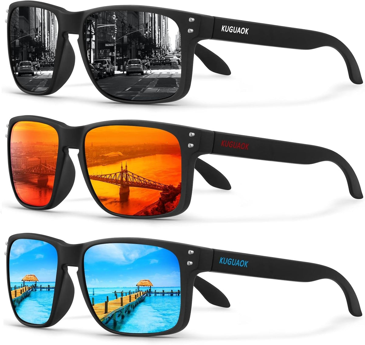 Polarized Square Sunglasses for Men and Women Matte Finish Sun Glasses UV Protection Glasses