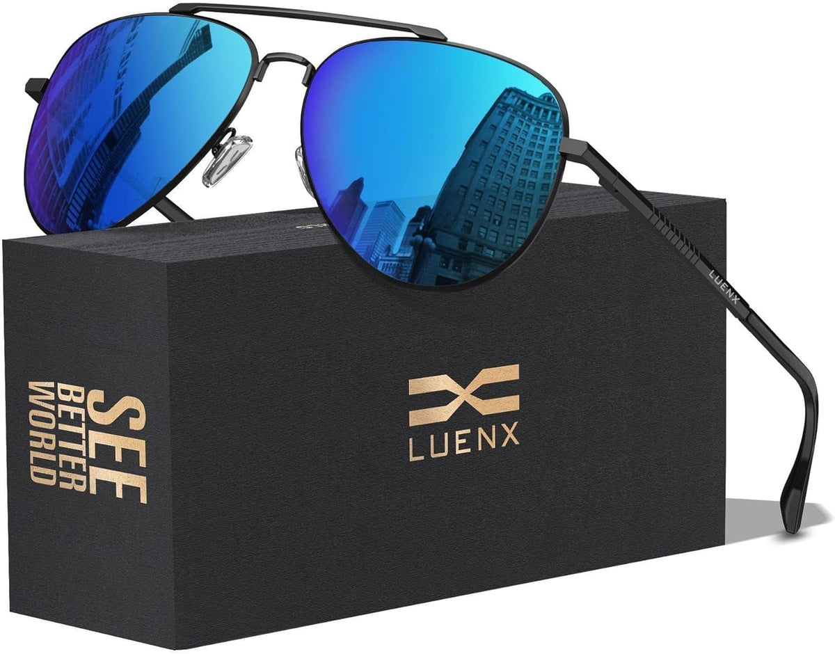 Aviator Sunglasses for Men Women Polarized Driving Classic Shades - UV 400 Protection with Accessories 60MM
