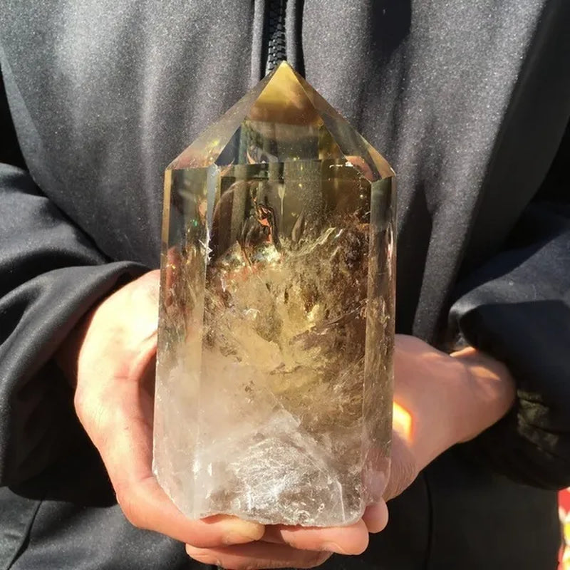 700g/800g/1000g Natural Large Size Clear Citrine Tower Points Smoky Citrine Quartz Crystal Healing Wand for Decoration