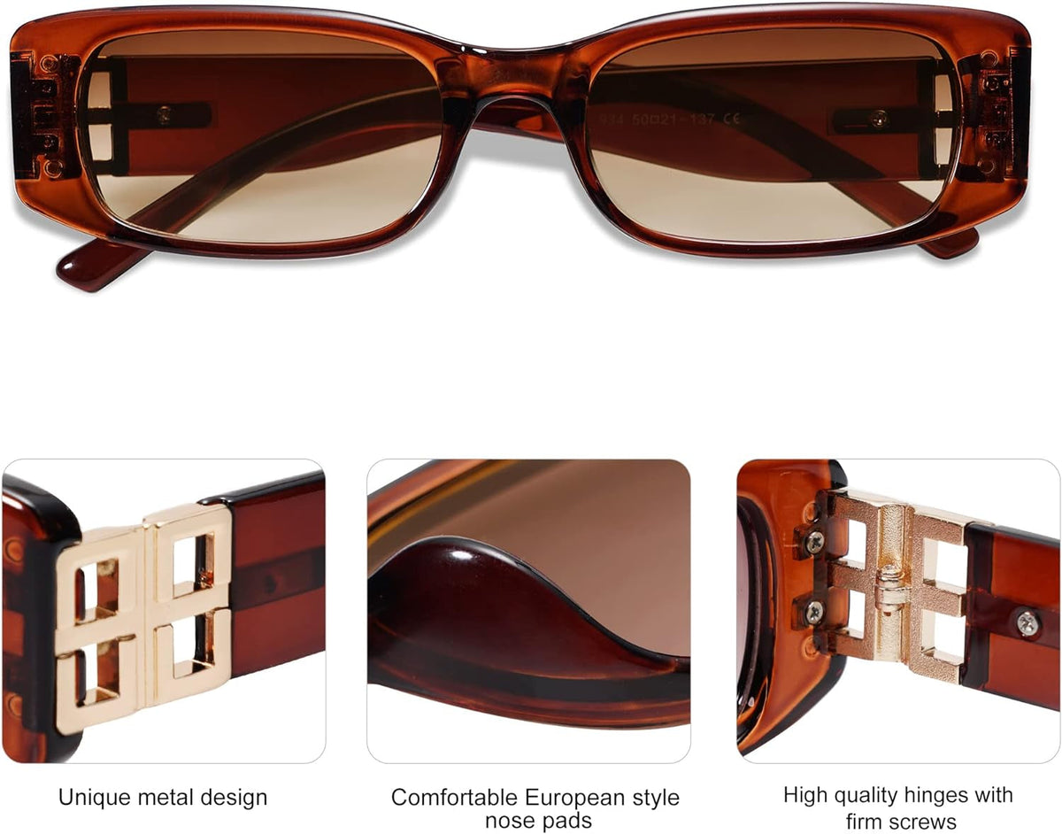 Rectangle Sunglasses for Women 90s Retro Trendy Y2K Classical Vintage Square Shades AR82037