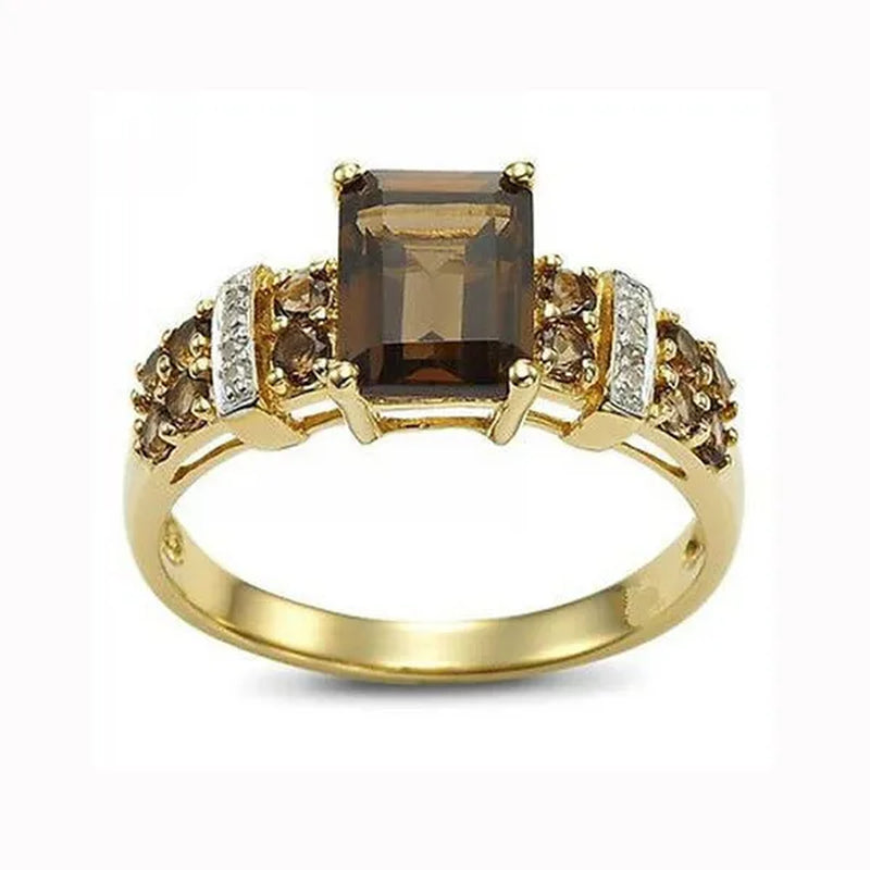 Women's Men Brown Sapphire 18K Gold Plated Ring Jewelry Size 6-10 (Choice Color and Size )