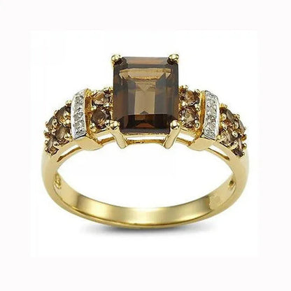 Women's Men Brown Sapphire 18K Gold Plated Ring Jewelry Size 6-10 (Choice Color and Size )