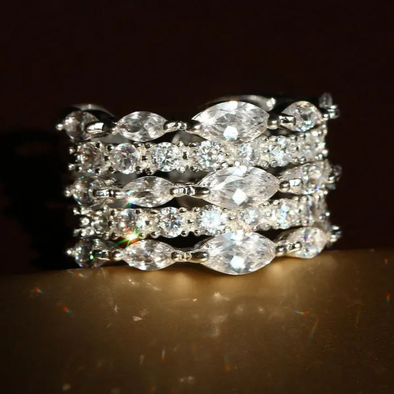 Luxury  Silver White Sapphire Ring Natural Stone Birthstone Gemstones Engagement Rings Wedding Anniversary Bride Women Square Ellipse Ring Size 6 7 8 9 10