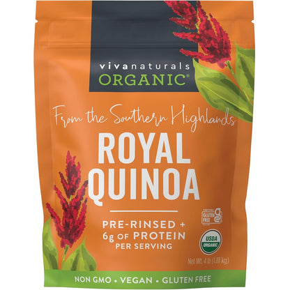 Organic Quinoa, 4 Lb - Plant Based Protein, Fiber and Iron - Pre-Washed Whole Grain Rice and Pasta Substitute for Quinoa Salad - USDA Organic, Gluten Free, Vegan, Non-Gmo and Kosher