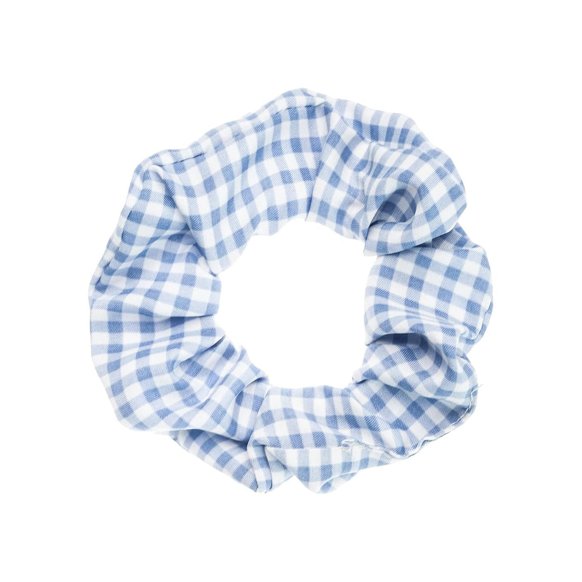 Blue Plaid Scrunchies Set - 5 Bandana Hair Ties for Women