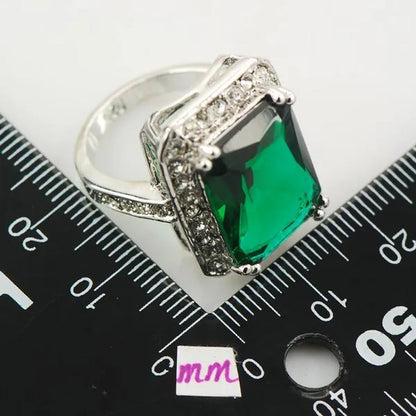 Emerald White Topaz 925 Sterling Silver Ring Size 7 8 9 10 11 F890