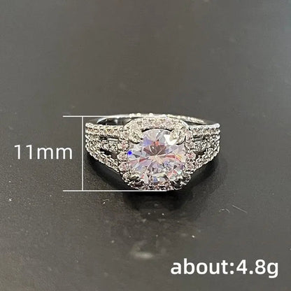 Exquisite 925 Sterling Silver Diamond Rings for Women Bridal Wedding Ring Jewelry Valentine'S Day Proposal Gift