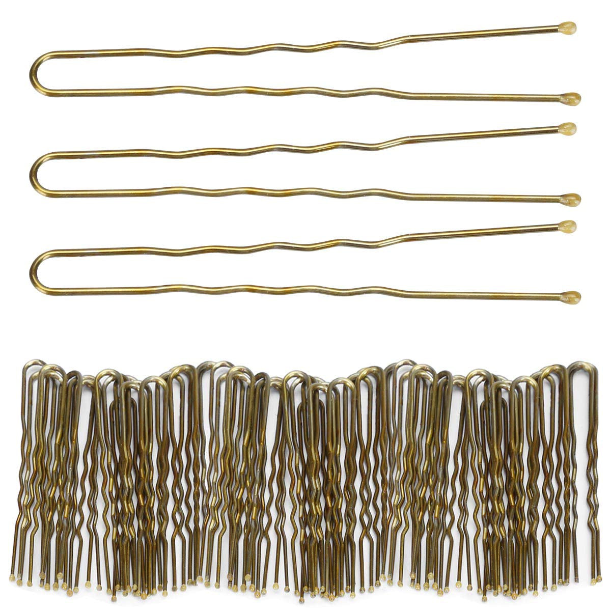 300 Bun Hair Bobby Pins U Shaped Pin Hair Grips to Clip Ballet Hair Net for Women 6 CM/2.3 Inch Golden
