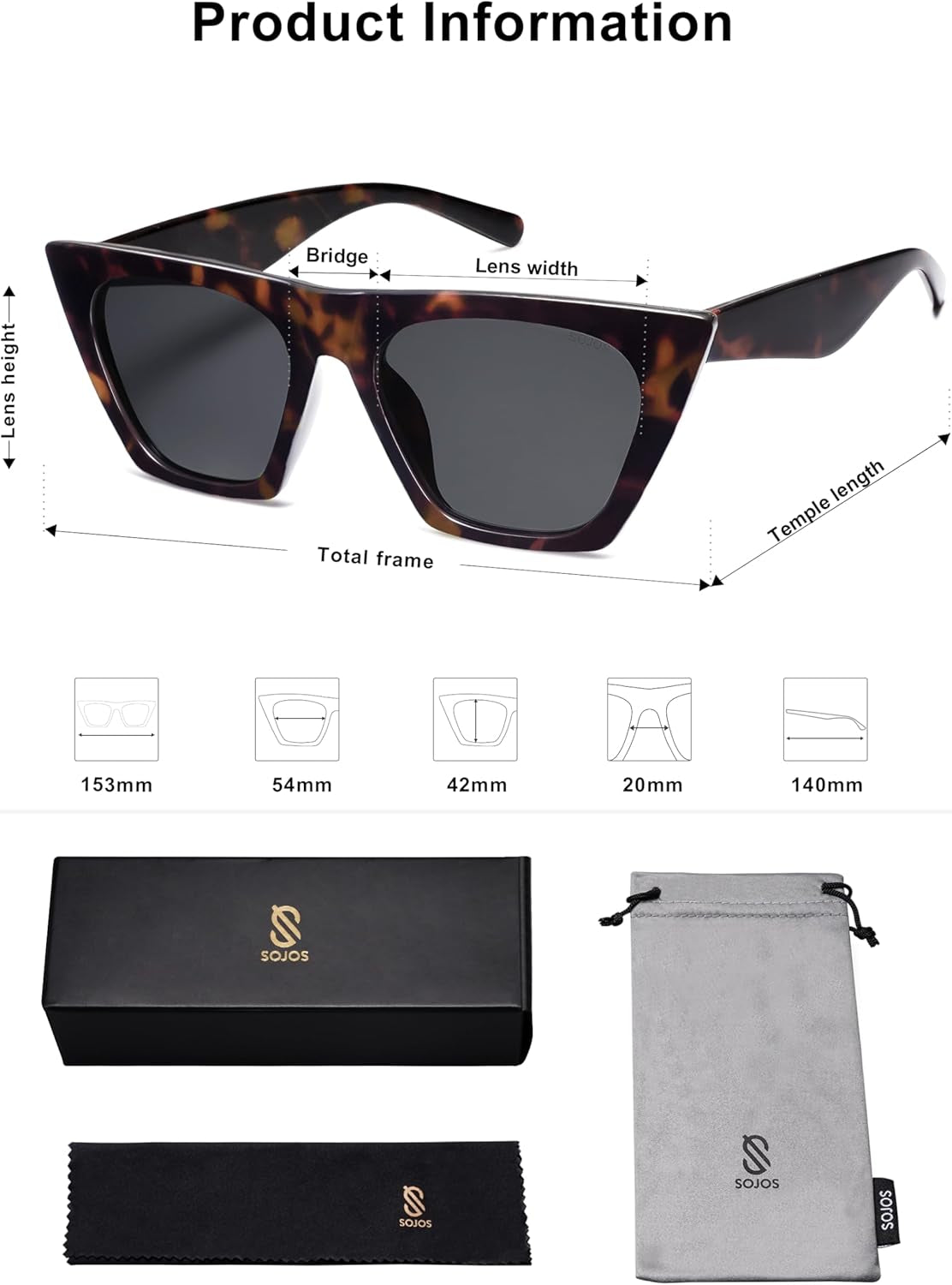 Trendy Oversized Square Cateye Polarized Sunglasses Womens Big Frame Shades SJ2115