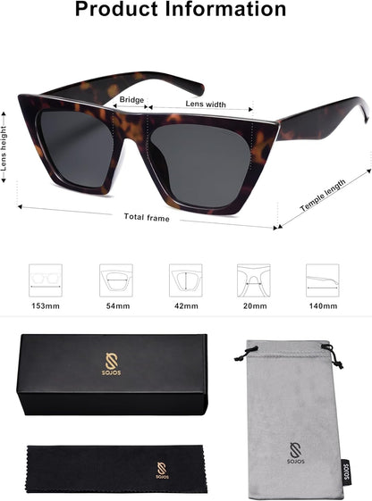 Trendy Oversized Square Cateye Polarized Sunglasses Womens Big Frame Shades SJ2115