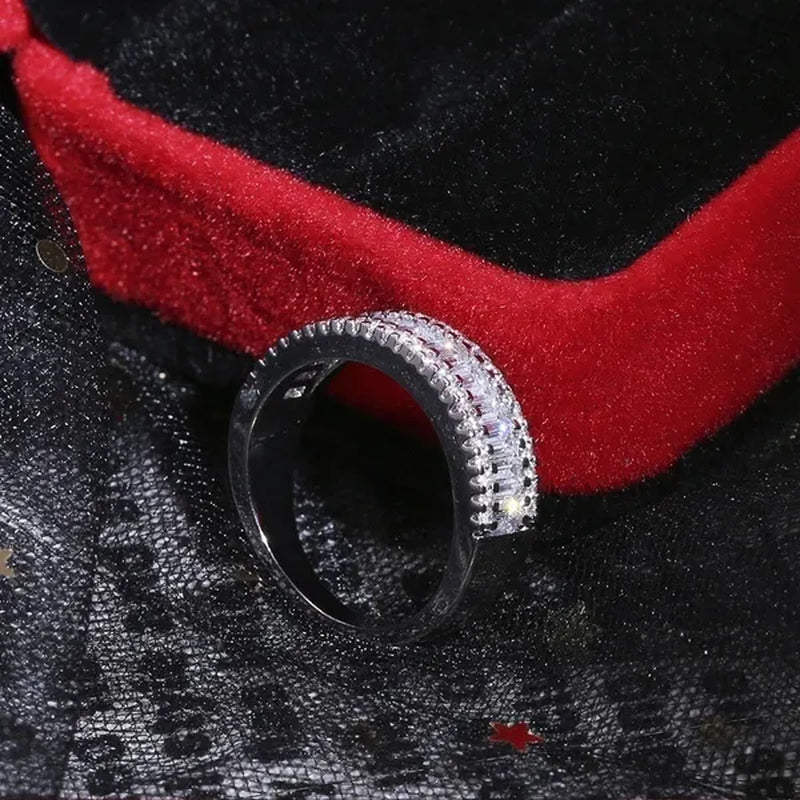 For Beauties! 1PC Pave Setting Square Heart Oval T-Shape Simulated Diamond CZ Eternity Band Engagement Wedding Stone Rings