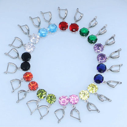 round Cubic Zirconia Necklace and Earrings Set for Women, Daily Party Prom Wedding Jewelry Sets, Valentine'S Day/Christmas/Mother'S Day/Birthday/Birthstone Gift for Wife/Mother/Friend/Sister/Daughter