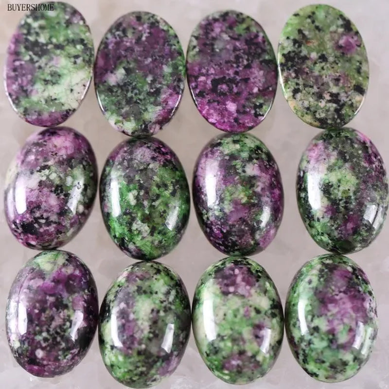 Fashion Jewelry 13x18MM Natural Stone Green with Red Zoisite CAB Cabochon 10Pcs