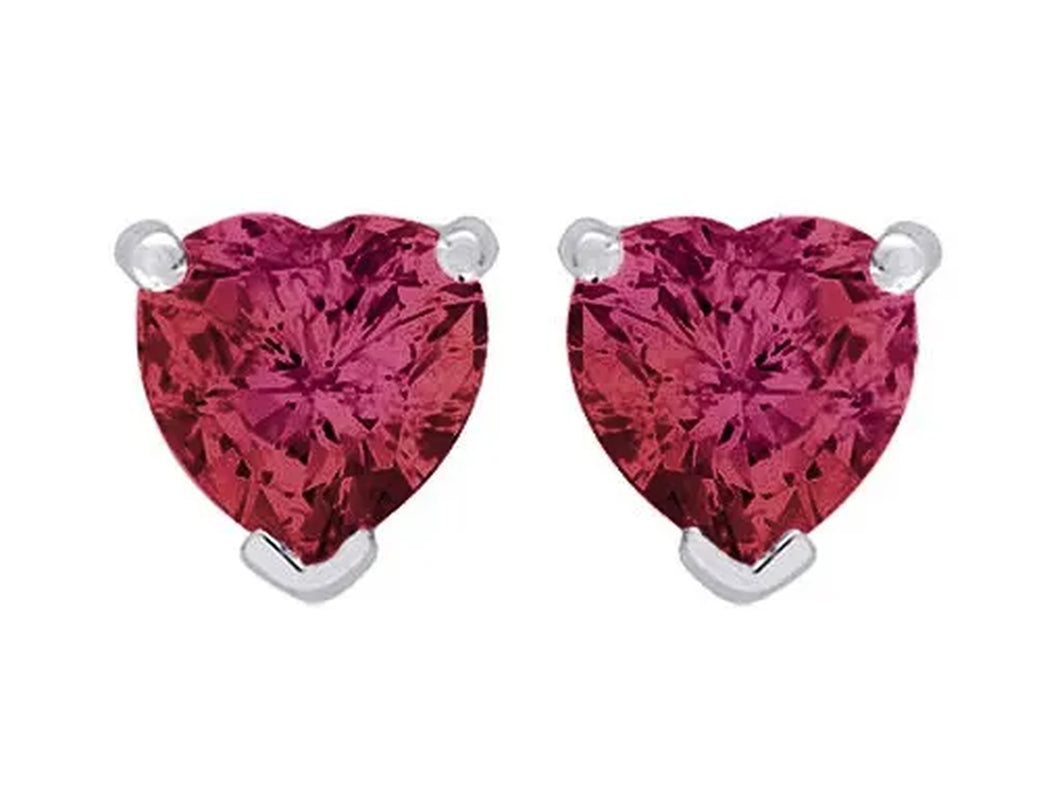 1.50 Carat (ctw) Lab-Created Ruby Heart Earrings & Pendant Necklace Set in Sterling Silver