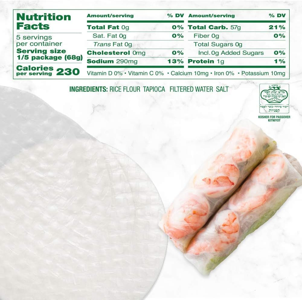 [Round] White Rice Paper Wraps 3 Pack | Perfect for Fresh Spring Rolls & Dumplings | Non-Gmo, Gluten-Free, Vegan & Paleo | Kosher for Passover Kitniyot