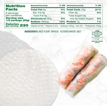 [Round] White Rice Paper Wraps 3 Pack | Perfect for Fresh Spring Rolls & Dumplings | Non-Gmo, Gluten-Free, Vegan & Paleo | Kosher for Passover Kitniyot