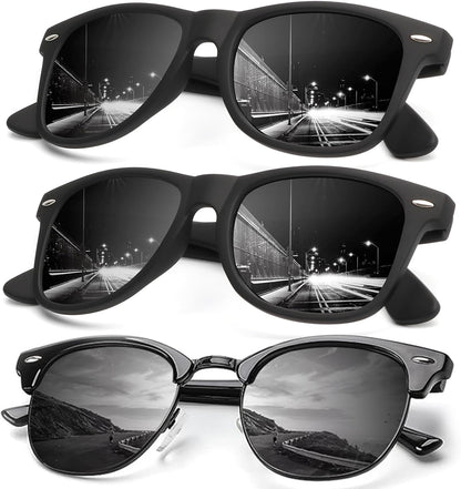 Sunglasses Men Polarized Sunglasses for Men Women Unisex Semi-Rimless Frame Retro Driving Sun Glasses UV Blocking