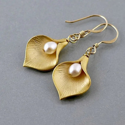 Glamour Vintage 925 Standard Sterling Silver Morning Glory Jewelry Natural Pearl Drop Earrings Creative Handmade Family Jewelry