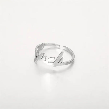 18k Gold Fashion FUCK English letter ring 316L stainless steel unisex hip hop jewelry For women