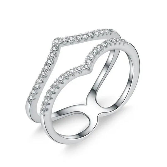 Majesty Diamonds MDS170416 White Zircon Geometric Cocktail Ring in .925 Sterling Silver - Size Adjustable